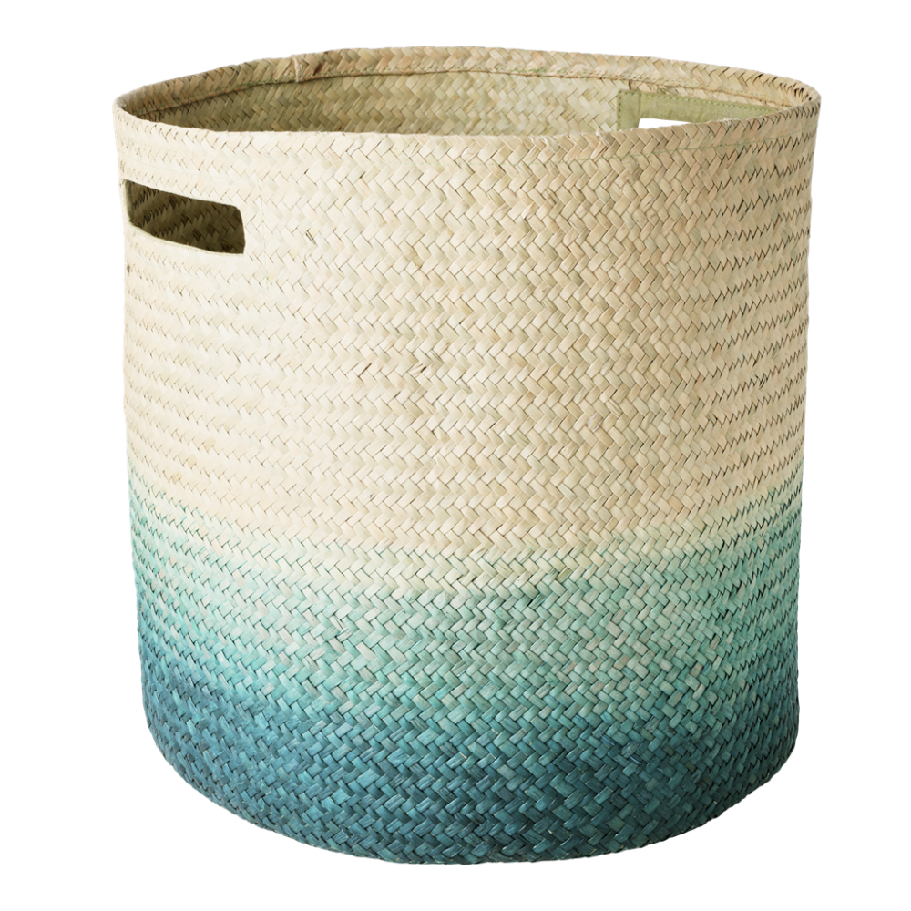 Seagrass Round Woven Storage Baskets in Gradient Blue By Rice DK